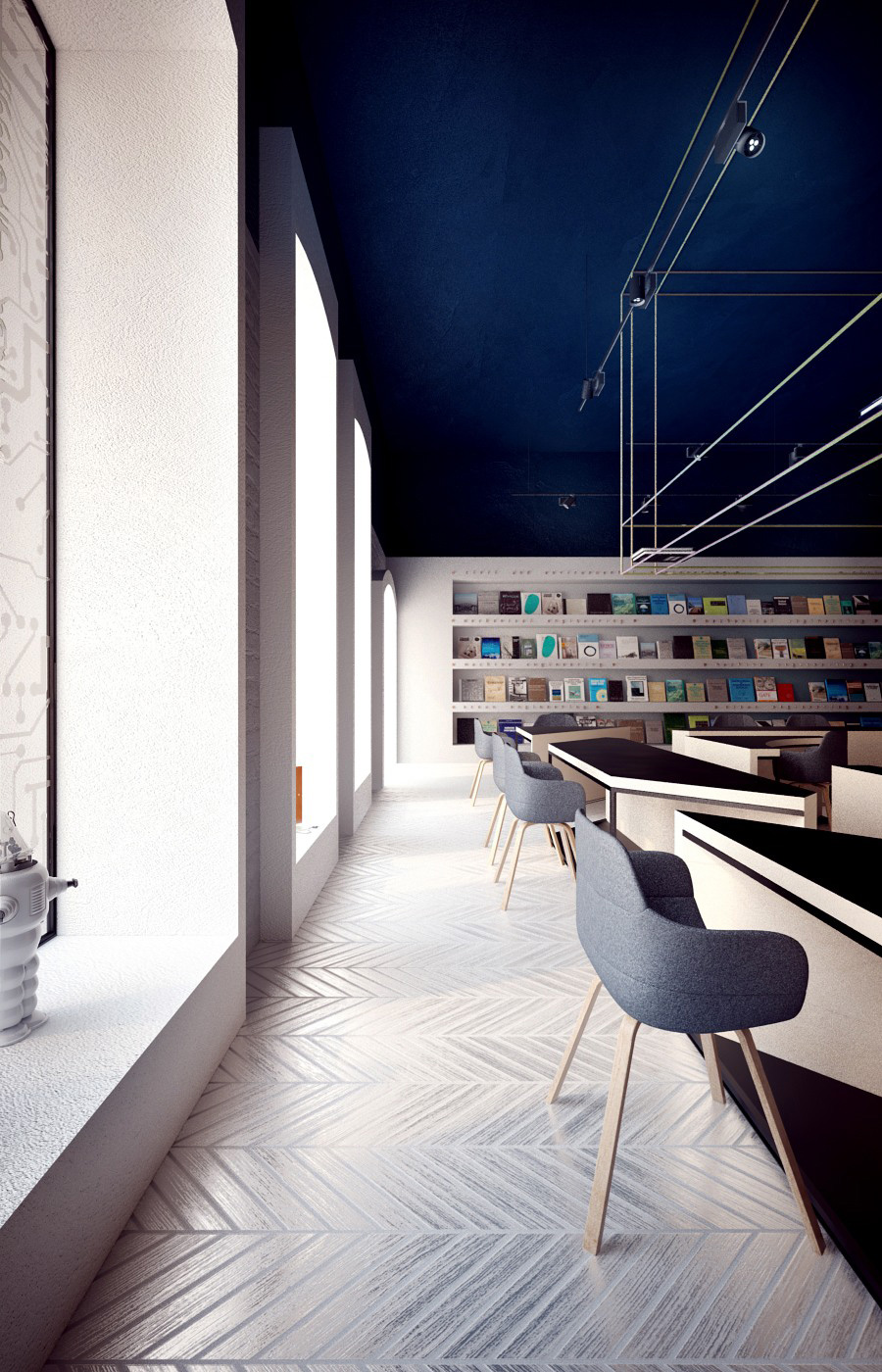  咖啡吧&图书馆设计，多业态空间设计