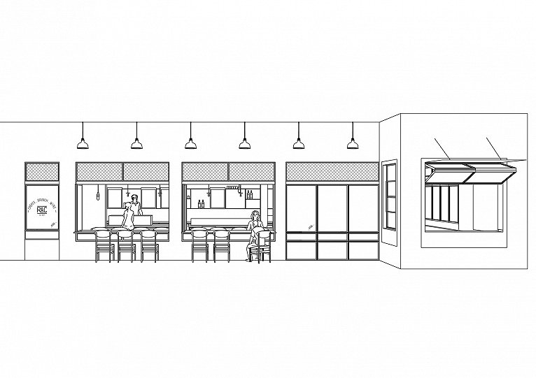 餐饮空间，建筑改造，酒吧咖啡厅设计，上海RAC Bar & Coffe，法式餐厅设计，保安亭改造咖啡厅，上海迈石建筑设计