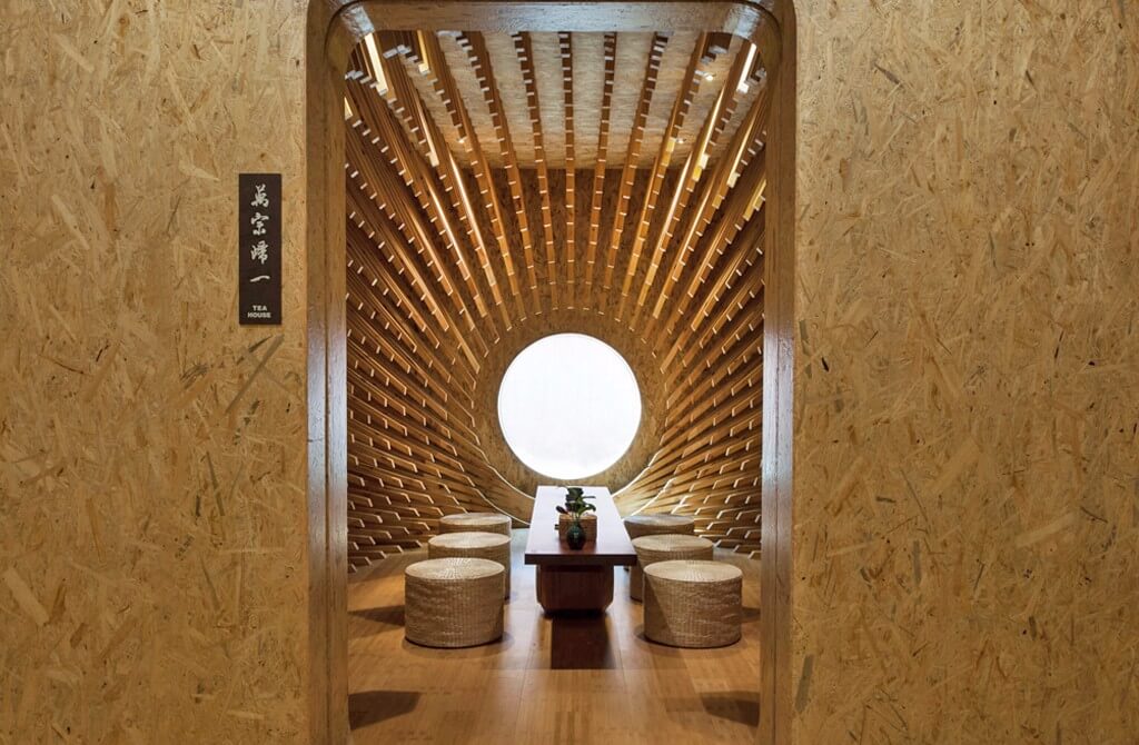 餐饮空间，茶室设计，万宗归一，999根松木，上海，上海茶室设计，米丈建筑
