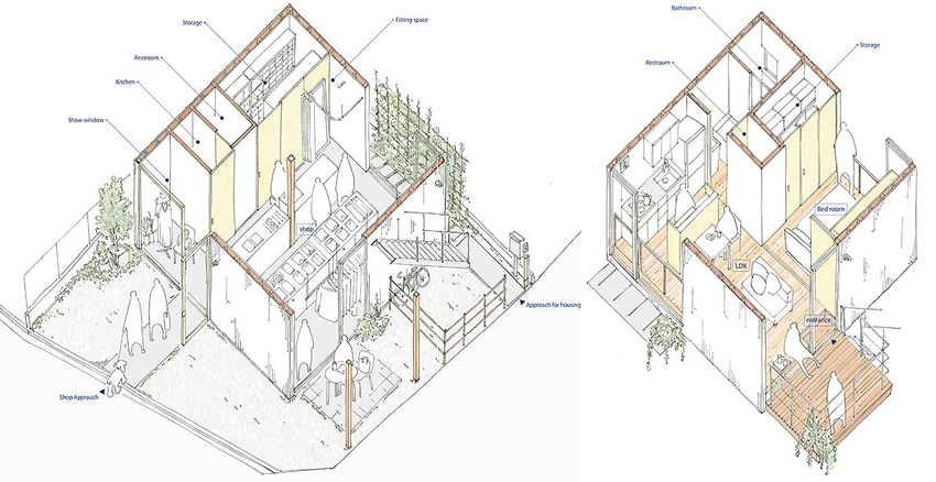 住宅空间，私人住宅设计，别墅设计，商住两用宅，建筑设计，正方形之家，八十多平住宅设计