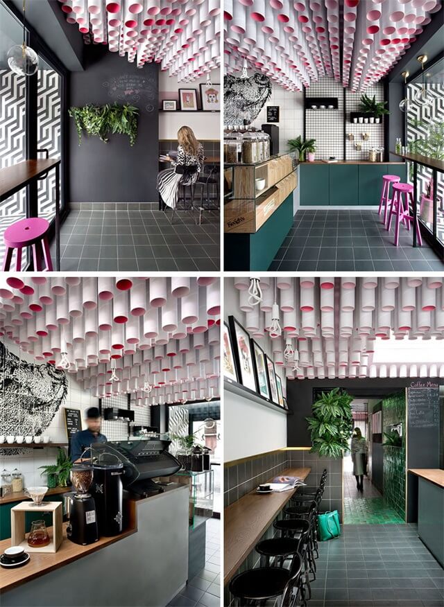 餐饮空间，咖啡馆设计，国外咖啡店设计，创意咖啡厅设计，多彩咖啡店设计
