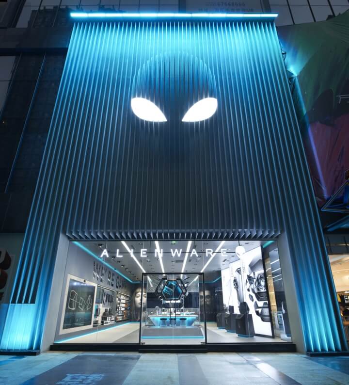 商业空间，Alienware重庆旗舰店，外星人专卖店设计，电子产品专卖店设计，旗舰店设计