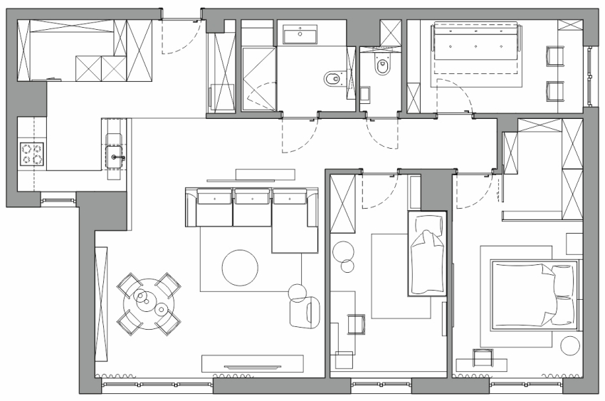住宅空间设计，私人住宅空间，小宅设计，北欧风公寓设计，100平米住宅设计