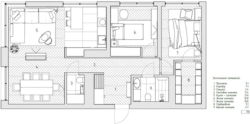 住宅空间，欧美复古风，小宅概念，公寓设计，80平米左右住宅设计
