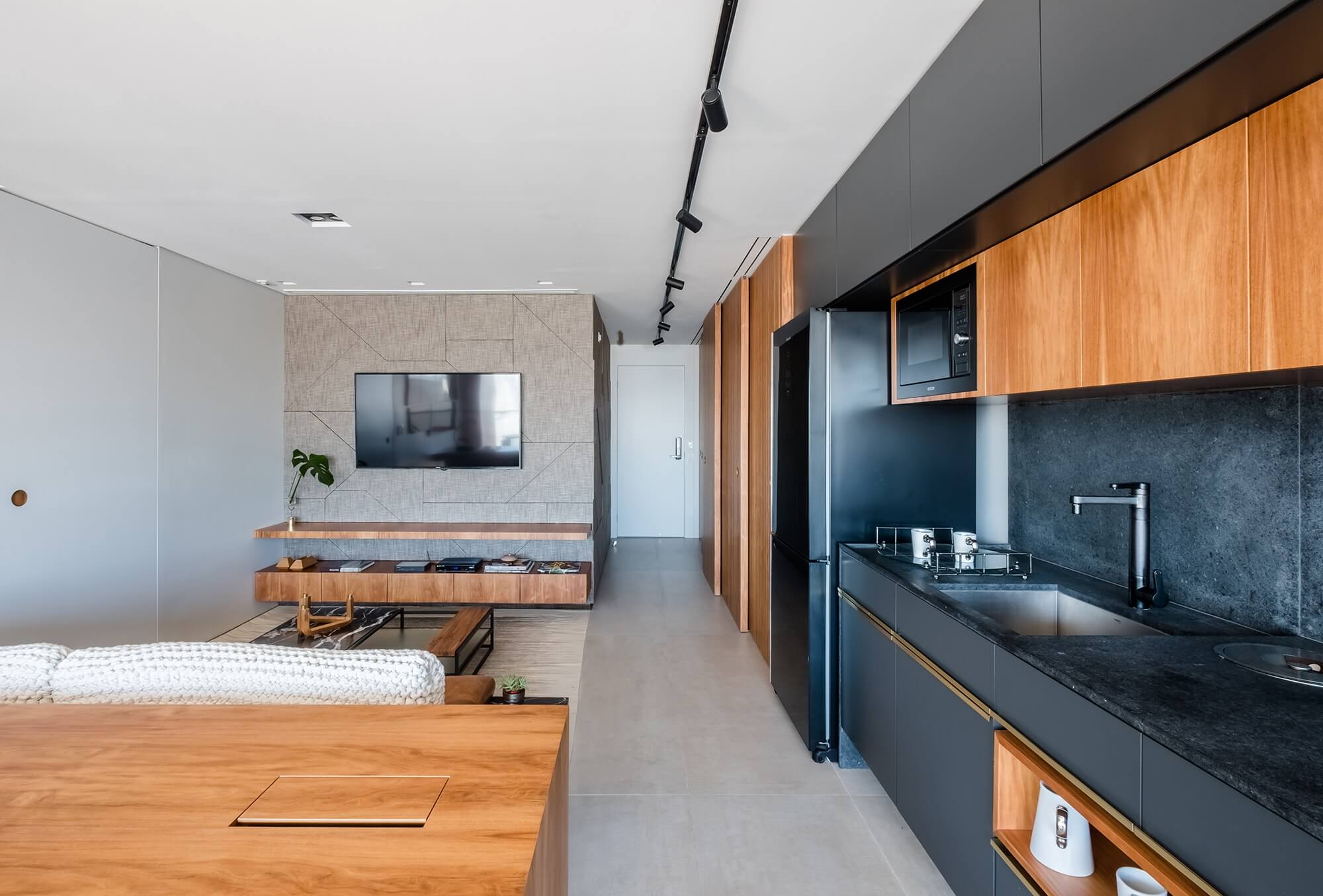 住宅空间，国外公寓设计，巴西，单身公寓，现代风格，70平米住宅设计