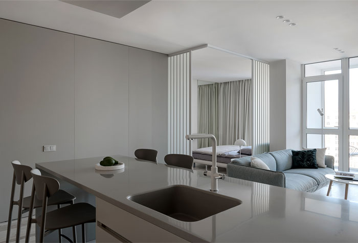 住宅空间，国外住宅空间设计，极简风格，浅色系公寓，公寓设计