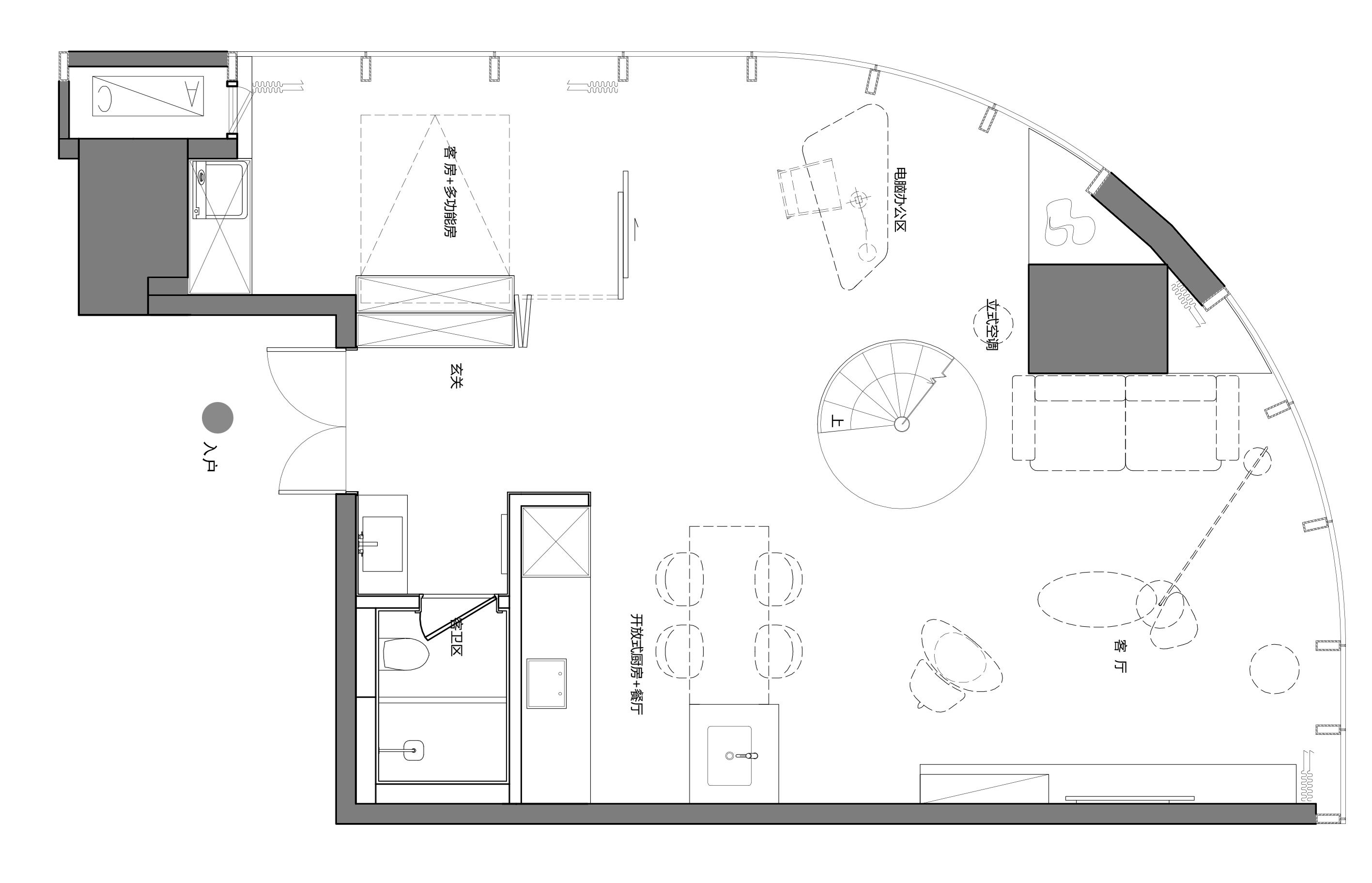 LOFT公寓设计,工业风公寓设计,家装设计,单身公寓设计,软装设计,成都公寓设计,成都天廊T66高端公寓,项目投稿,初一设计,成都初一设计