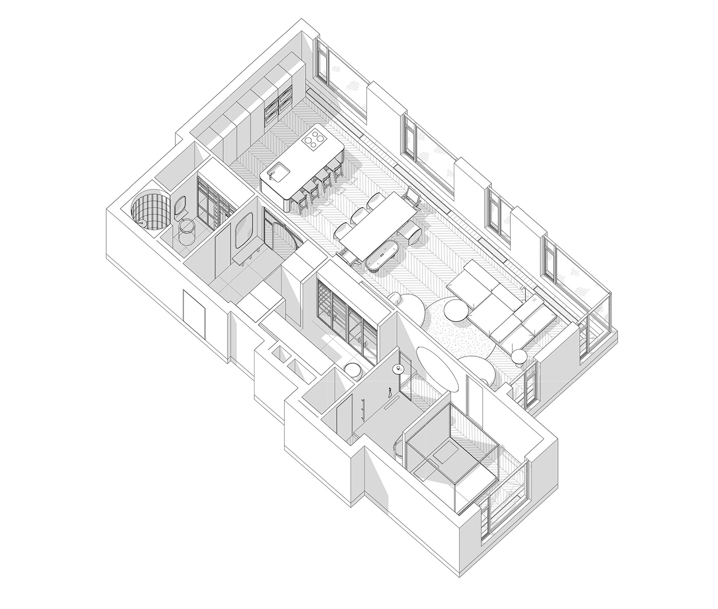 110㎡单卧室公寓,公寓设计,住宅设计,110㎡住宅设计,住宅设计案例,现代风格设计,ONE MORE BURO