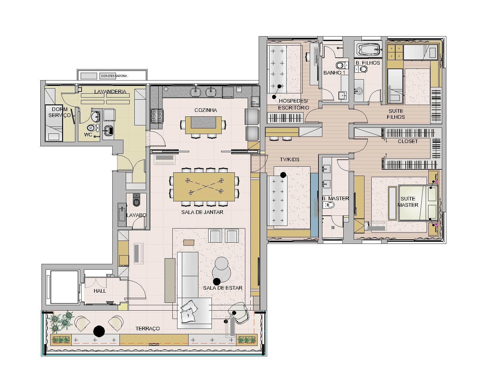 住宅设计案例,大平层设计,住宅设计,200㎡,大平层设计案例,WF Arquitetos,圣保罗,原木色