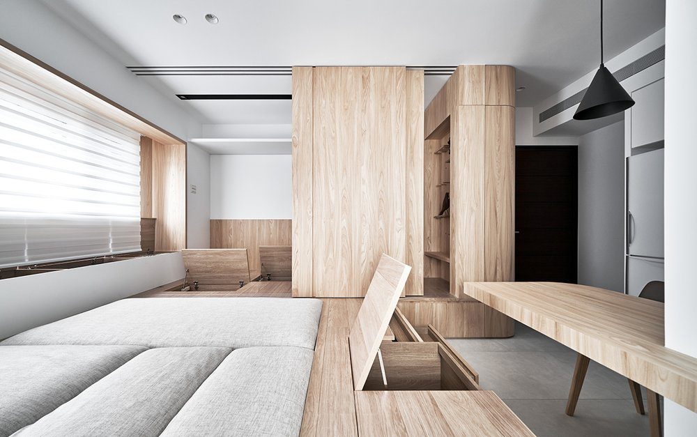 公寓设计,公寓设计案例,虫点子创意,30㎡,台北,小户型设计,公寓装修,米色,最小宅,精致小宅
