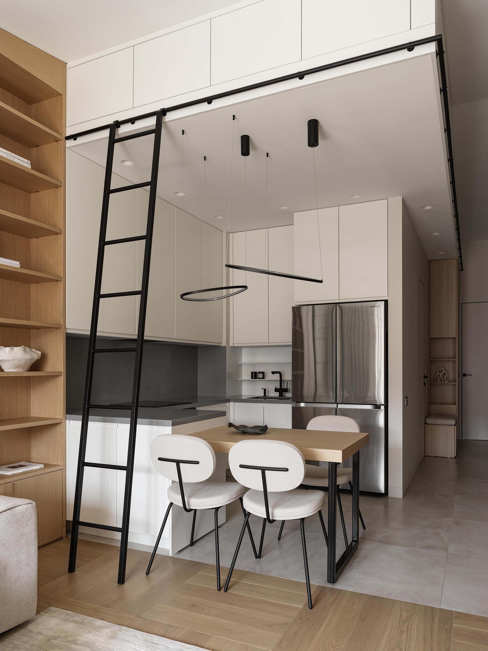 Ekaterina Shilova,公寓设计,小户型设计案例,小公寓设计,阁楼设计,原木色+白色,65㎡