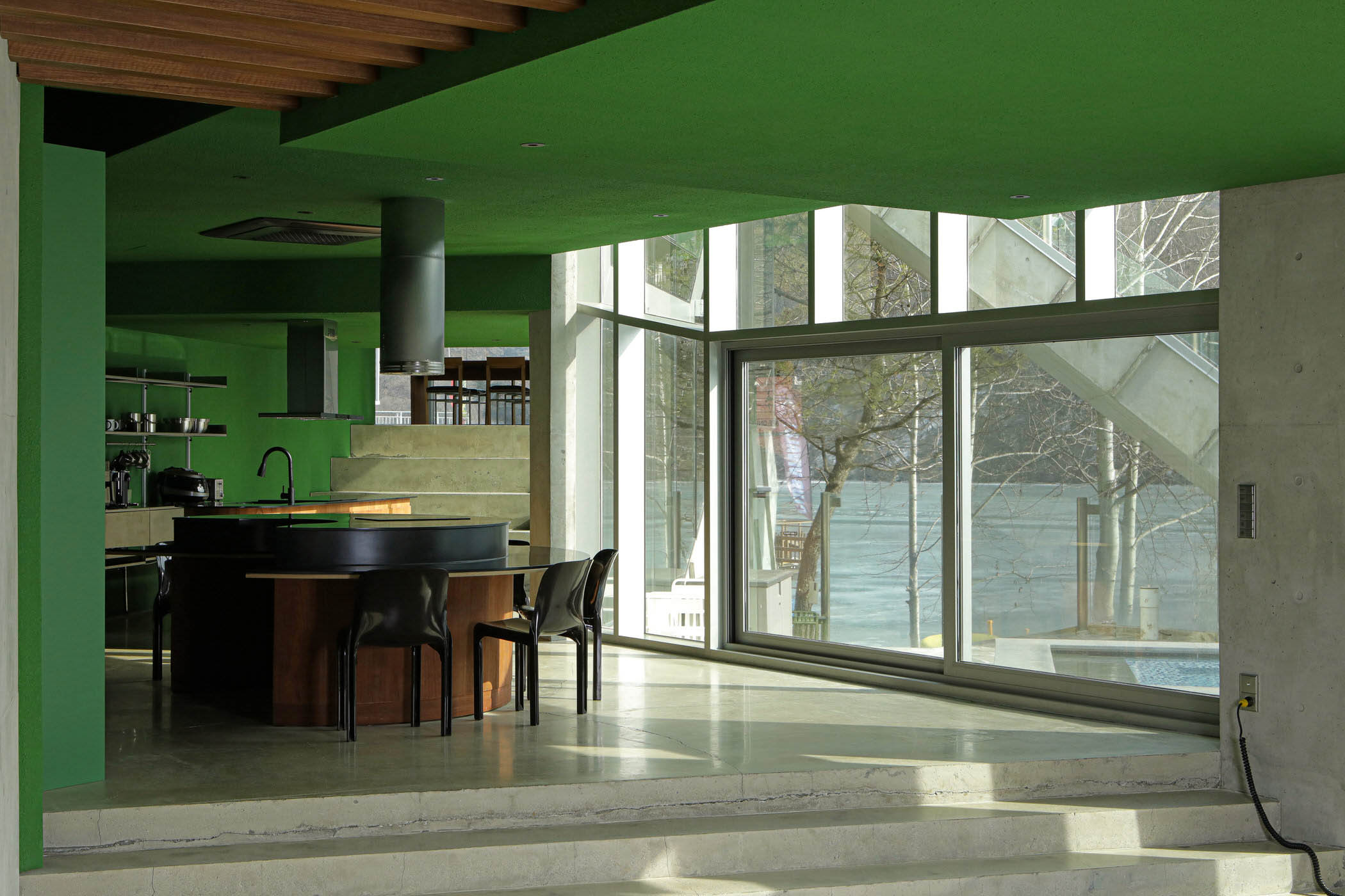 JOONGHO CHOI STUDIO,别墅设计案例,别墅设计方案,韩国,河景别墅,绿色,清水混凝土