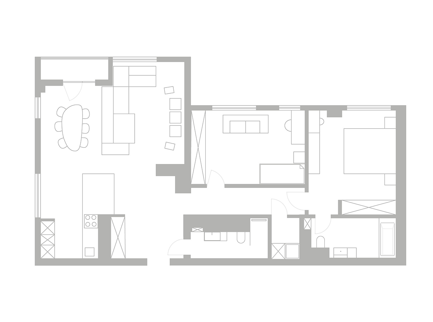 Vlad Kudin,公寓设计案例,公寓设计方案,侘寂风格公寓设计,明斯克,公寓设计,微水泥,100㎡,极简主义