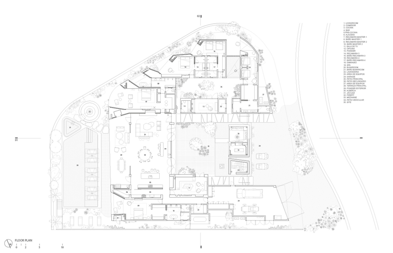 MA Design Group,别墅设计案例,别墅设计方案,庭院别墅,墨西哥,景观别墅,1324 m²