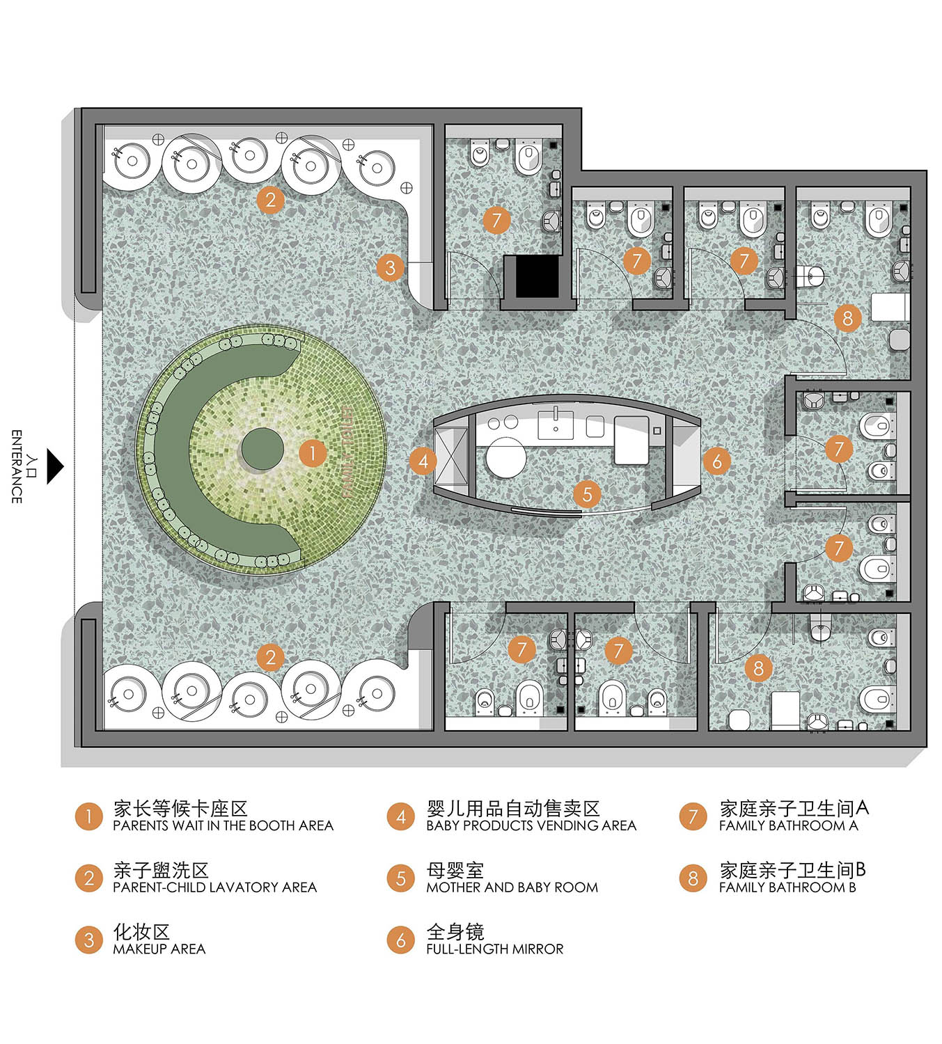 公共空间设计,卫生间设计,商场卫生间设计,商场卫生间装修,公共厕所设计,公共卫生间设计,上海,壁上丛林交叉性别卫生间,佑向设计