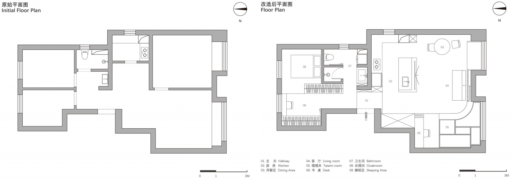 住宅设计,公寓设计,小户型设计,89㎡,旧房翻新,小户型改造,公寓设计案例,公寓设计方案,北京横窗之家-由“窗”至“居”,北京,屋已设计工作室