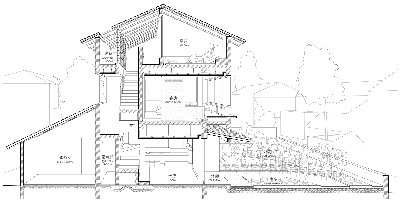 建筑改造,房屋改造,乡村建筑改造,院落改造,乡村住宅设计,267㎡,住宅设计,老房改造,旧宅翻新,住宅设计方案,浙江安吉余村村舍改造,浙江安吉,体集建筑