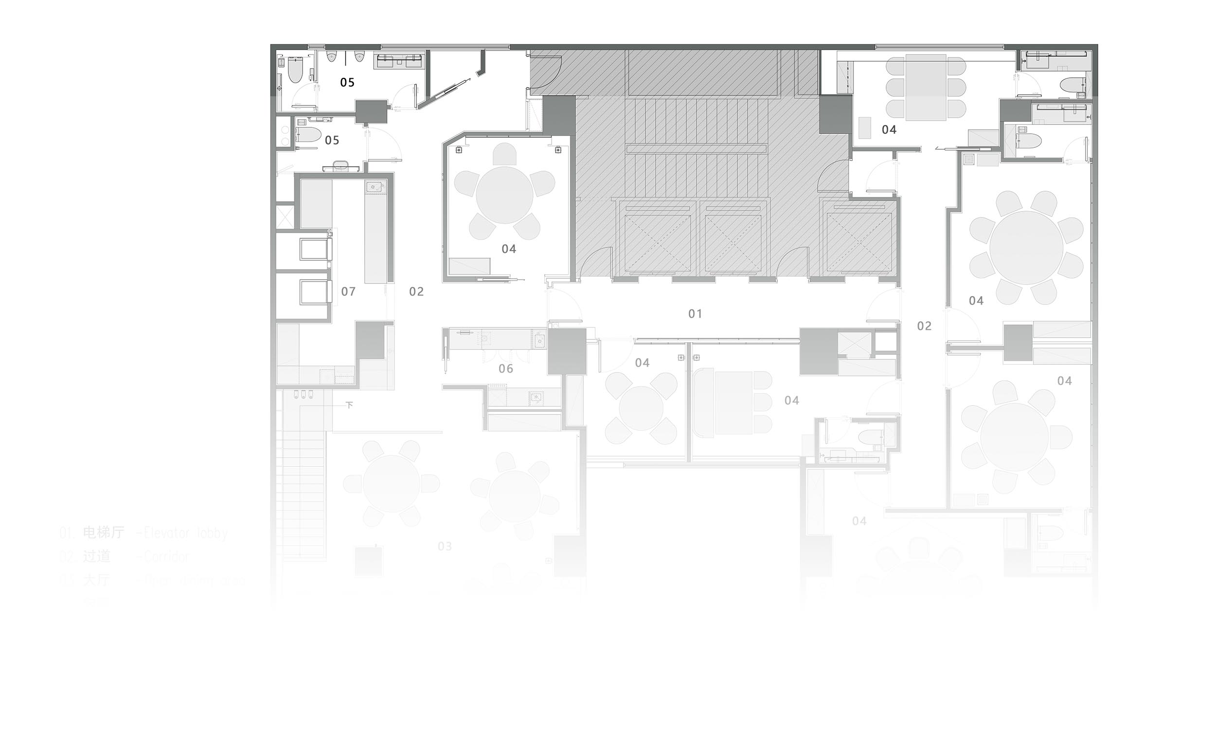 平面图,香港,平面图,火锅店设计案例,火锅店设计方案,AD艾克建筑,火锅店平面图