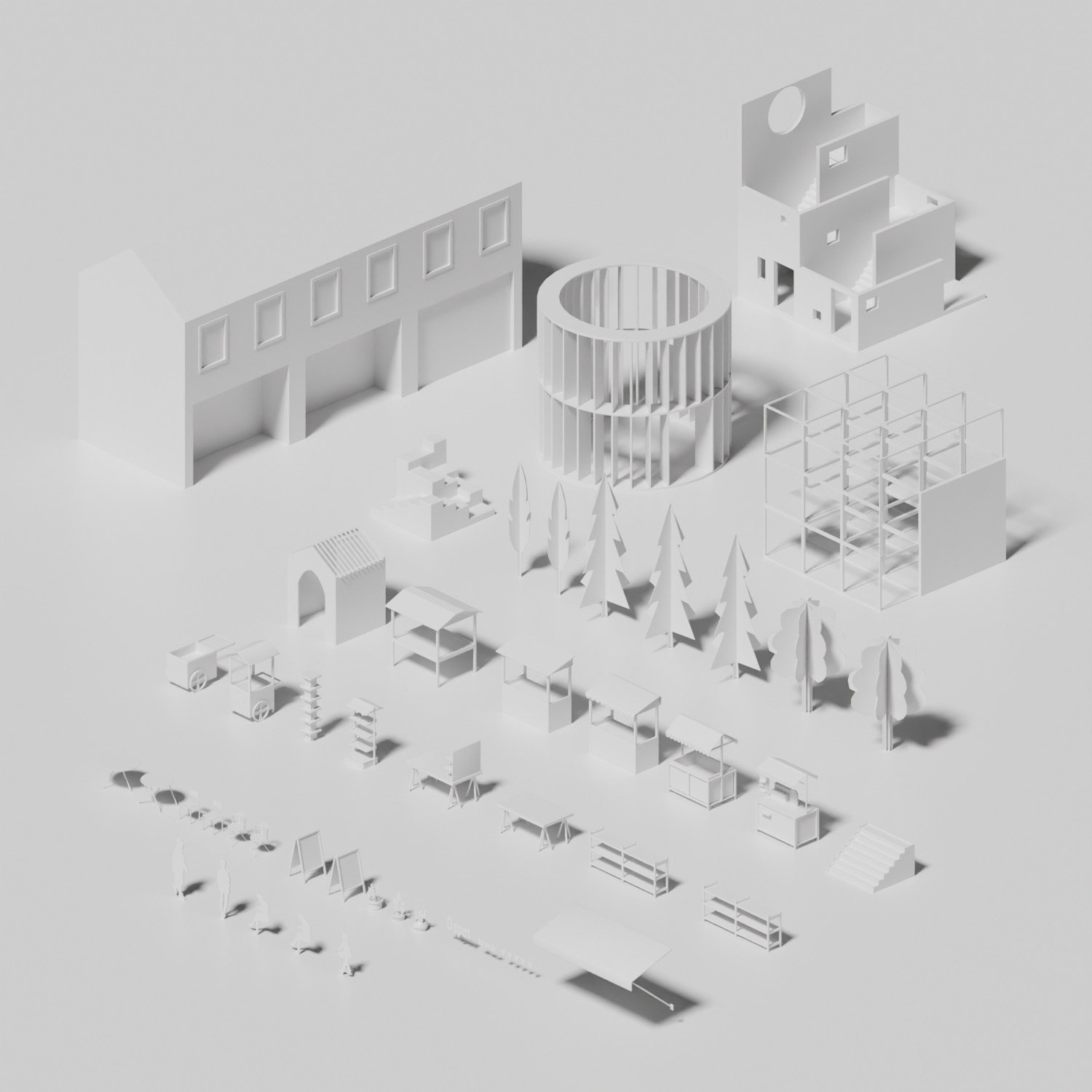 创意人物图集,等轴测设计素材,人物场景图集,后期人物设计元素,集市模型,人物模型,休闲人物素材下载,设计素材,模型下载