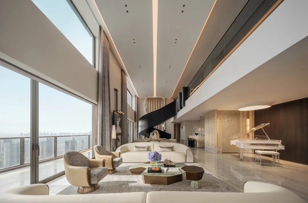 826㎡复式设计,826㎡,顶层复式,复式设计,豪宅设计,复式设计案例,复式样板间,样板间设计,轻奢风样板间,样板间软装设计,广州南驰·都湖国际顶层复式,广州,奥迅设计