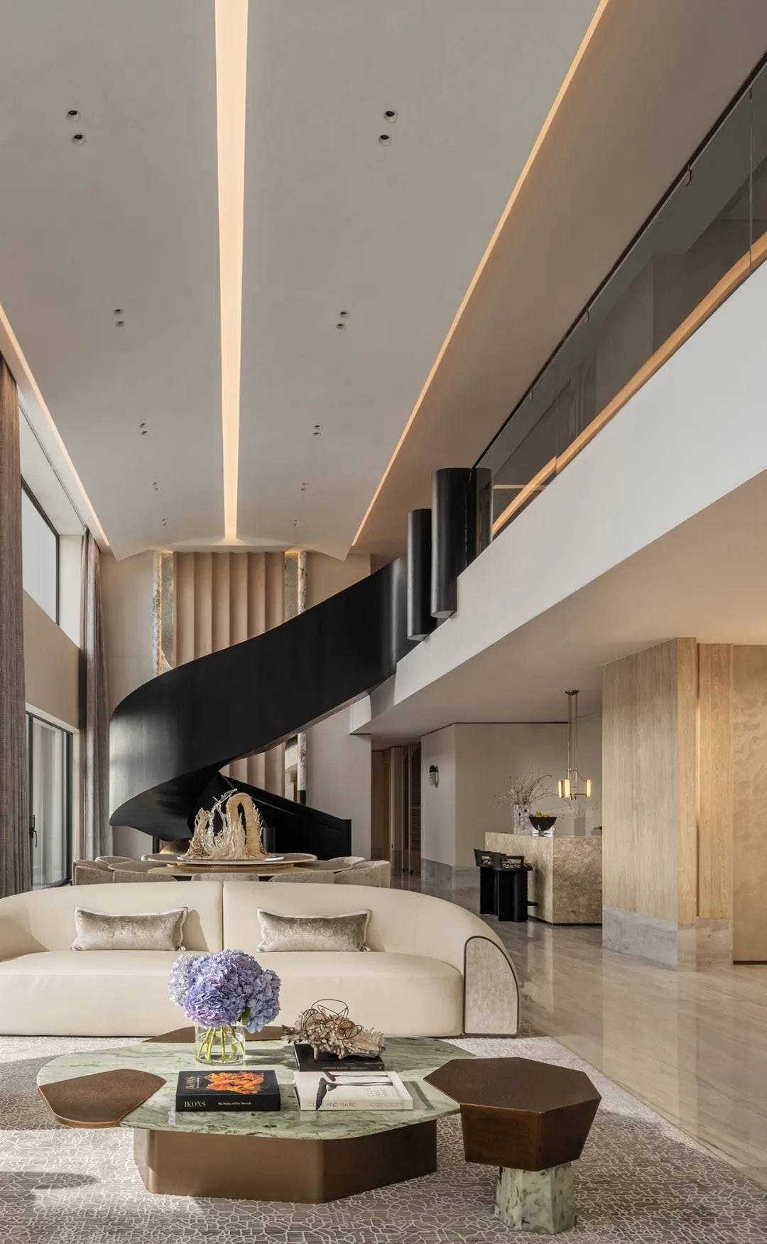 826㎡复式设计,826㎡,顶层复式,复式设计,豪宅设计,复式设计案例,复式样板间,样板间设计,轻奢风样板间,样板间软装设计,广州南驰·都湖国际顶层复式,广州,奥迅设计