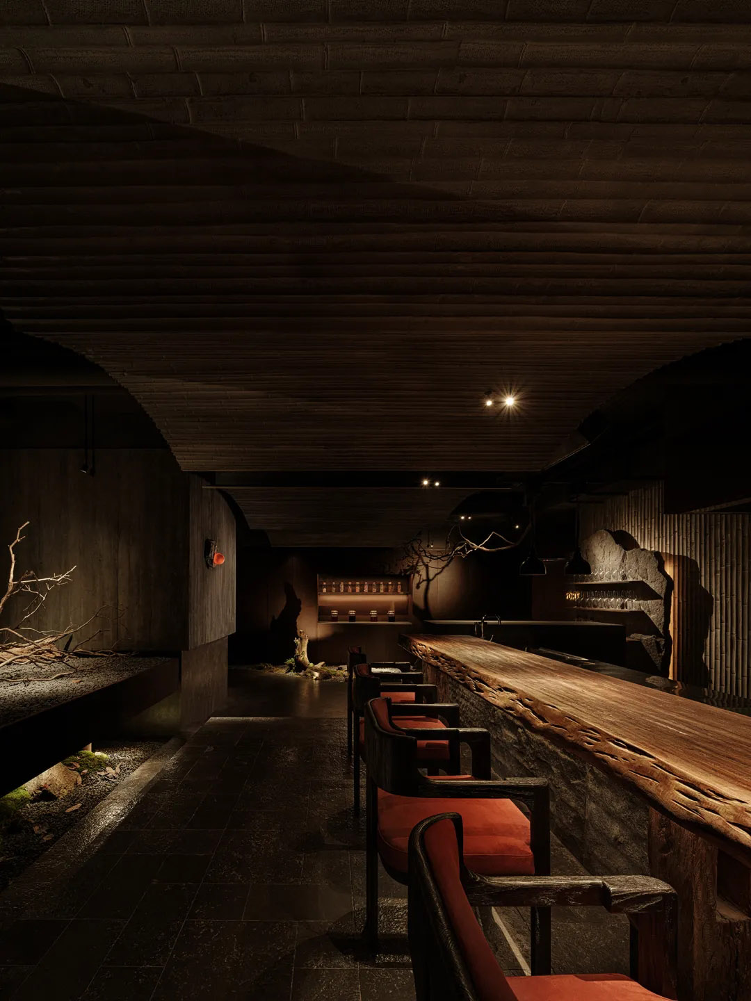 水烟休闲空间,餐厅设计,共享用餐空间设计,餐厅设计,侘寂风餐厅,餐厅设计方案,餐厅设计案例,侘寂风,上海INS新乐园UPPERWOOD BAR,上海,万谦集环境艺术设计