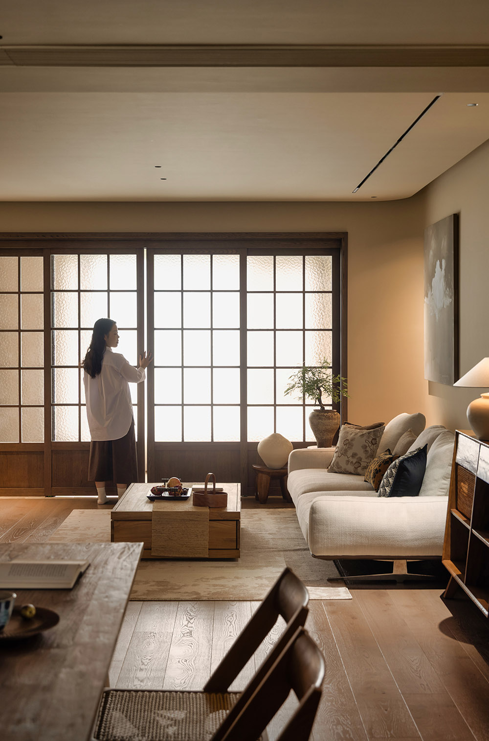 住宅设计,中古原木风,大平层设计,中古风住宅,中古风大平层设计,162㎡大平层设计,162㎡,大平层设计案例,大平层设计方案,合肥·西山林语中古原木风住宅,合肥,麻吉设计