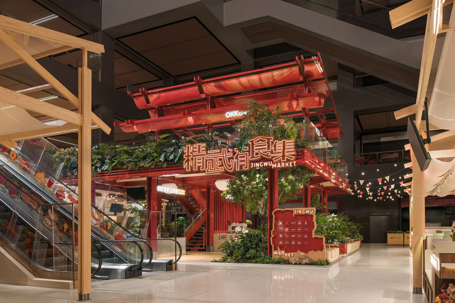 小吃街设计,商业街区设计,食集街区,美食街区设计,精武有食集,越秀武汉“精武有食集”:都会“檐下烟火”的模块化表达,武汉,永创设计