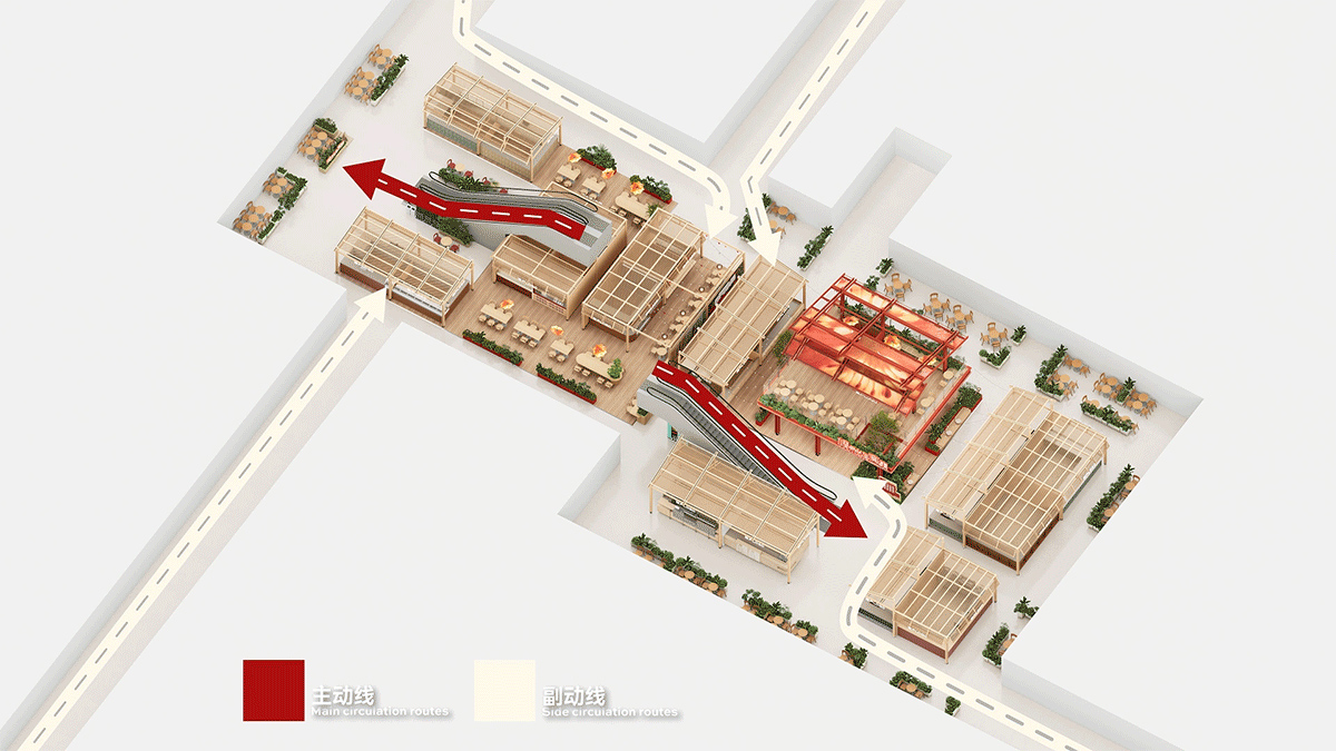 小吃街设计,商业街区设计,食集街区,美食街区设计,精武有食集,越秀武汉“精武有食集”:都会“檐下烟火”的模块化表达,武汉,永创设计