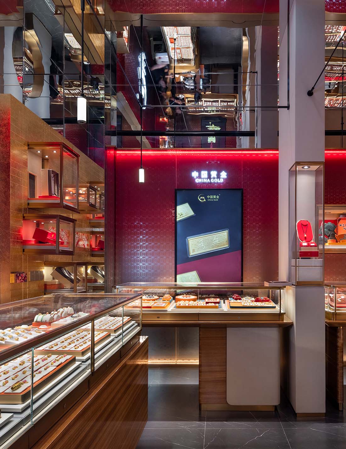 饰品店设计,珠宝店设计,黄金珠宝店,黄金零售店设计,珠宝零售店,零售店设计,零售店设计案例,零售店设计方案,中国黄金西宁海湖万达店,西宁,佰第设计/李振兴