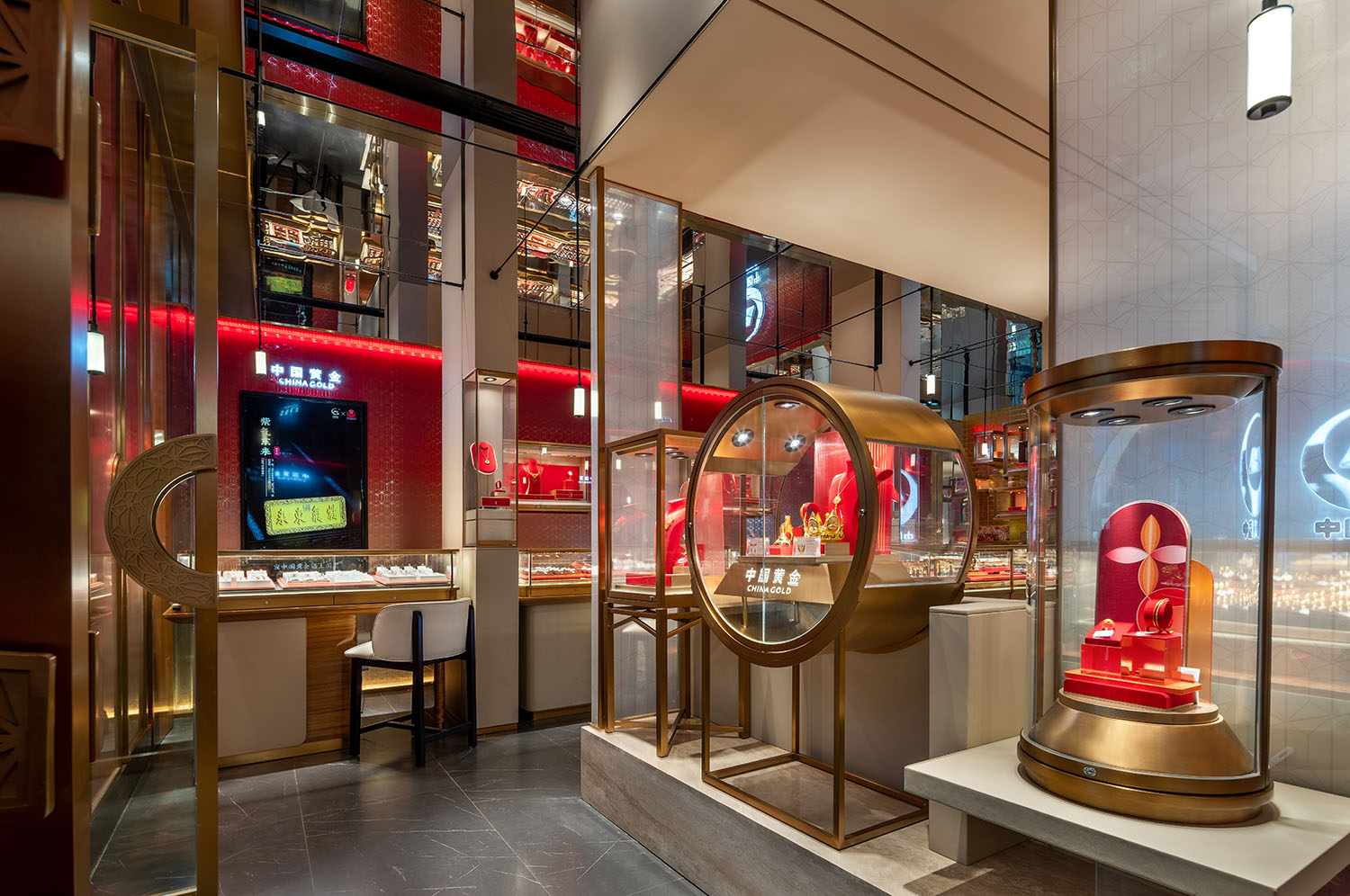 饰品店设计,珠宝店设计,黄金珠宝店,黄金零售店设计,珠宝零售店,零售店设计,零售店设计案例,零售店设计方案,中国黄金西宁海湖万达店,西宁,佰第设计/李振兴