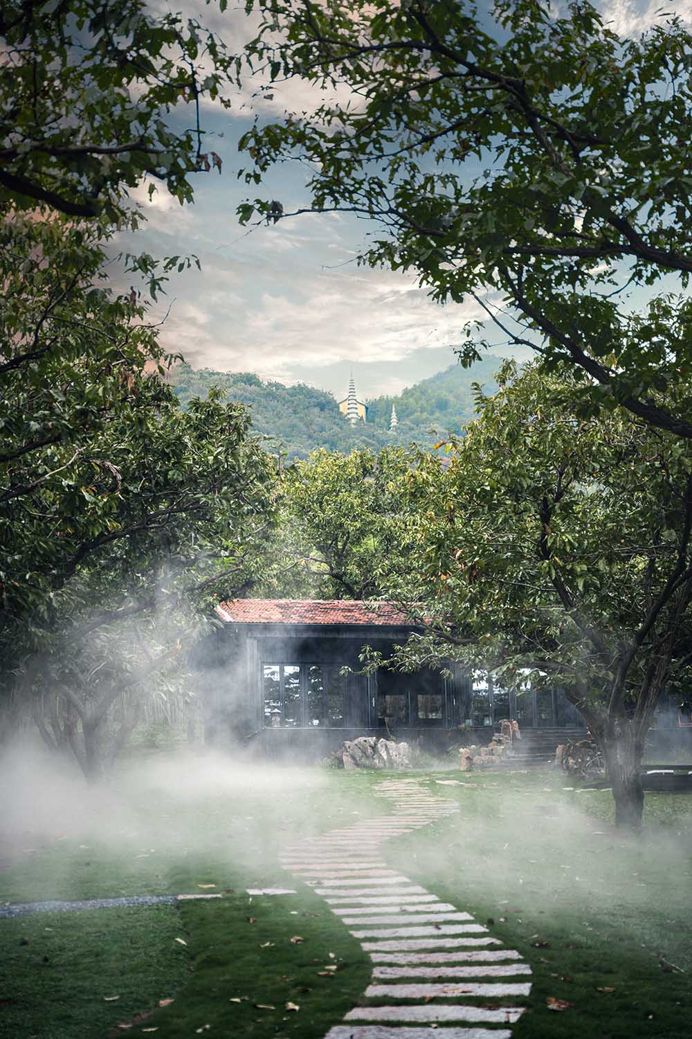 建筑改造,度假区茶室设计,户外茶室设计,景点茶室设计,茶室设计案例,茶室设计方案,湖州莫干山高峰禅寺下的栗林小院—激发乡村闲置资源新活力,湖州莫干山,平介设计,杨楠