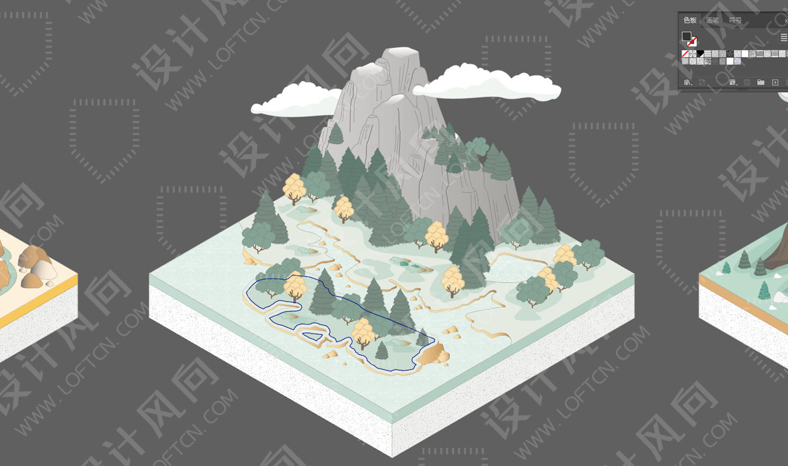 创意矢量图集,等轴测设计素材,设计师必备创意素材,等轴测图,设计素材,山景素材