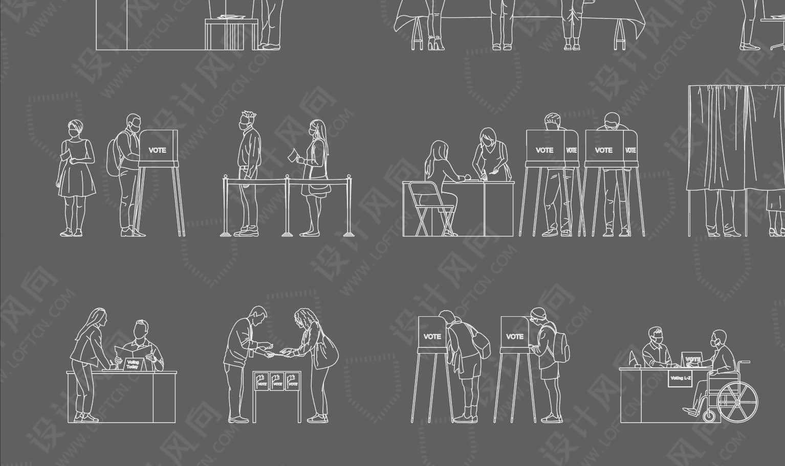 创意人物矢量图集,创意人物元素线稿,矢量人物场景图集,后期人物设计元素图集,设计师的灵感,让设计更有趣,设计师必备创意素材,休闲人物素材下载,设计素材,顶视图人物素材