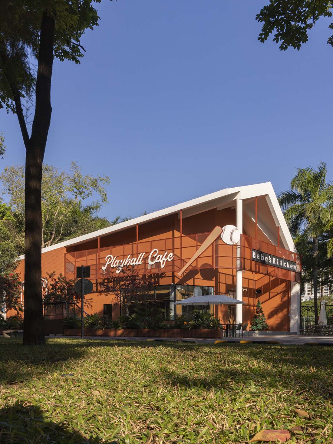 餐厅设计,开放式餐厅设计,主题餐厅设计,建筑改造,外立面改造,公园餐厅设计,休闲餐厅设计,餐厅设计案例,餐厅设计方案,深圳福田 Babe's Kitchen 棒球餐厅,深圳,普悦设计